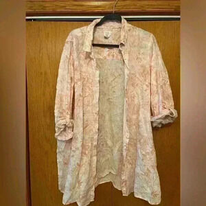 Sigrid Olson 100% linen blouse floral top